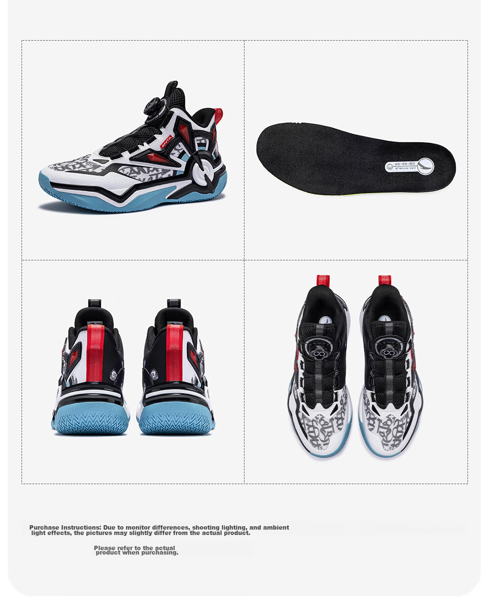Anta Kids Boys Sports Shoes Ages 6-12 Youth Durable Sniper Basketball Shoes 312541108H 49